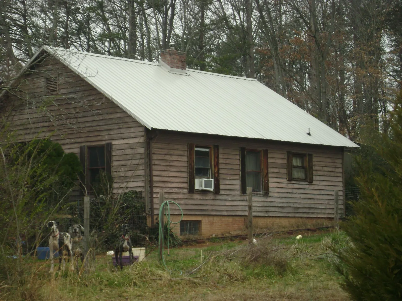 White metal roof on an old wood sided farmhouse, from a Asphalt Shingle Roof Repair job in Holmdel